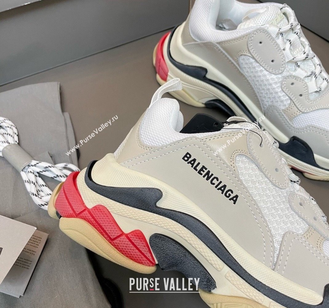 Balenciaga Triple S Trainers Sneakers in Leather and Mesh Black/Red 2024-21 (KL-240223071)