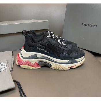 Balenciaga Triple S Trainers Sneakers in Leather and Mesh Black/Red 2024-21 (KL-240223072)