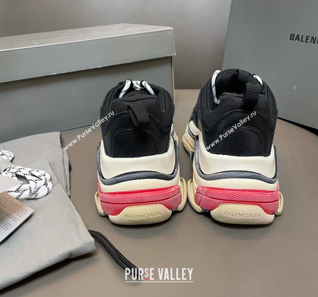 Balenciaga Triple S Trainers Sneakers in Leather and Mesh Black/Red 2024-21 (KL-240223072)