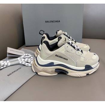 Balenciaga Triple S Trainers Sneakers in Leather and Mesh Vanilla Beige 2024-21 (KL-240223074)