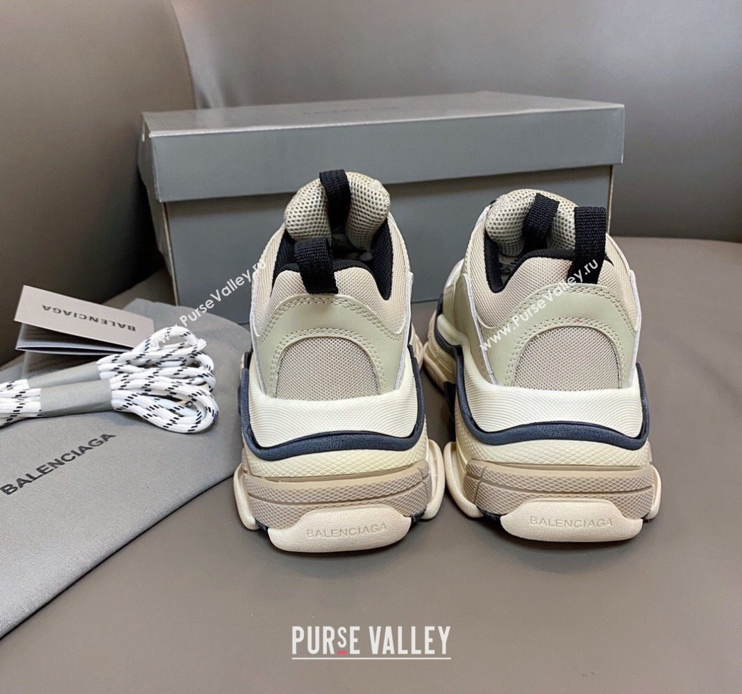 Balenciaga Triple S Trainers Sneakers in Leather and Mesh Vanilla Beige 2024-21 (KL-240223074)