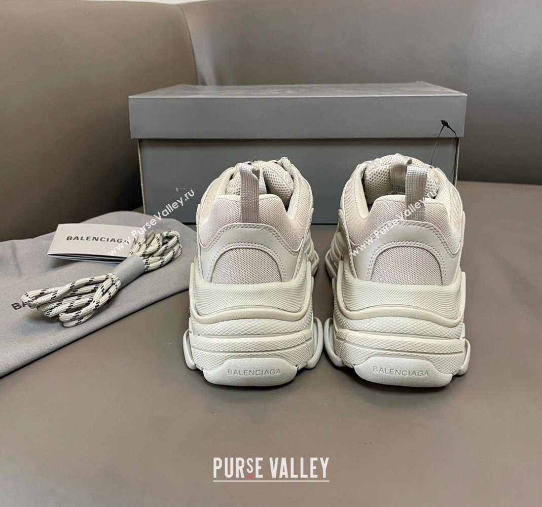 Balenciaga Triple S Trainers Sneakers in Leather and Mesh Khaki Grey 2024-21 (KL-240223076)