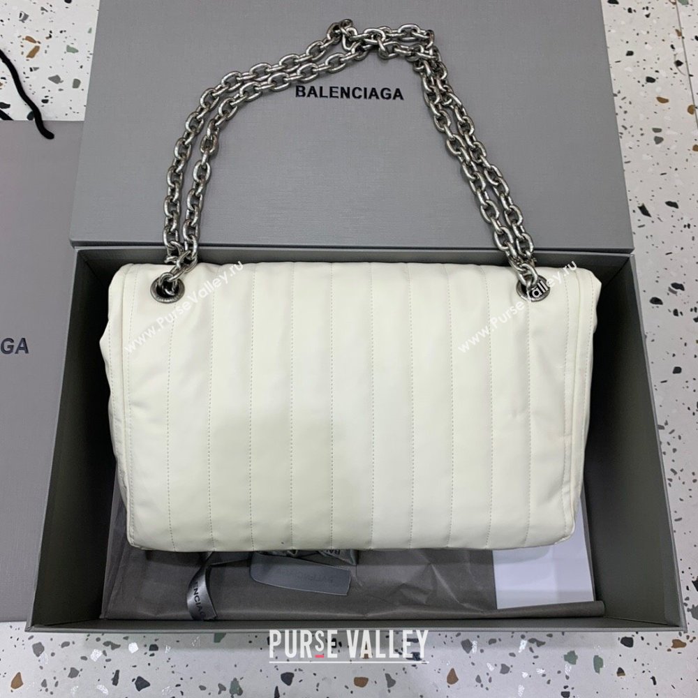 Balenciaga Monaco Medium Chain Bag in off white quilted thin calfskin, aged-silver hardware 2023 (JM-231211108)