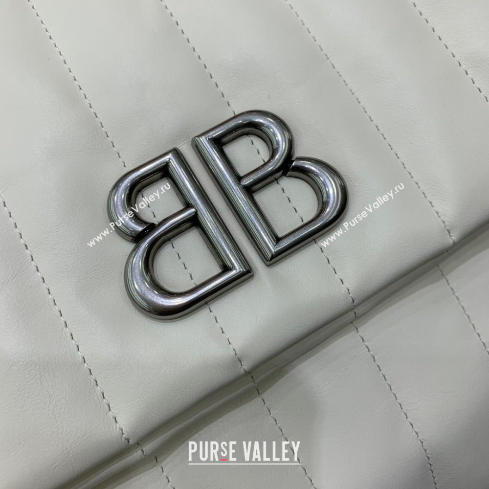 Balenciaga Monaco Medium Chain Bag in off white quilted thin calfskin, aged-silver hardware 2023 (JM-231211108)