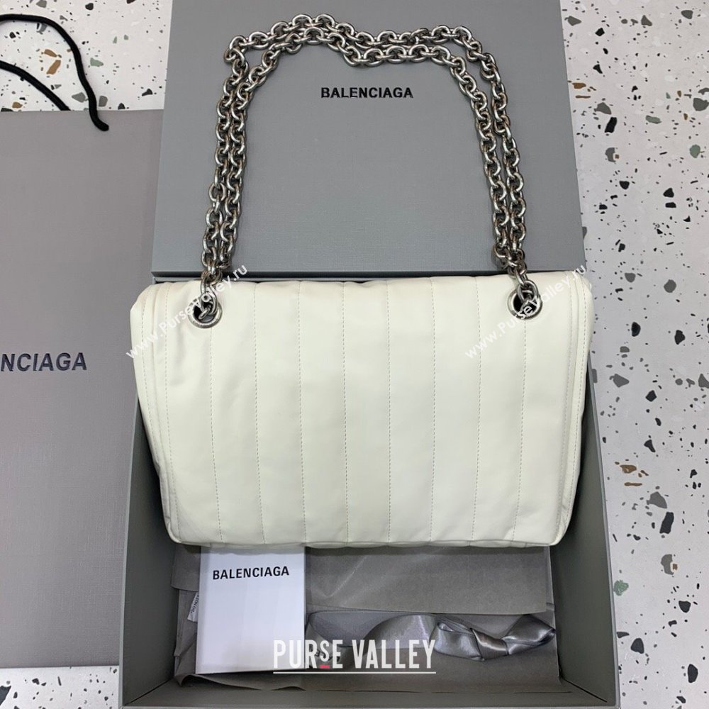 Balenciaga Monaco Small Chain Bag in off white quilted thin calfskin, aged-silver hardware 2023 (JM-231211109)