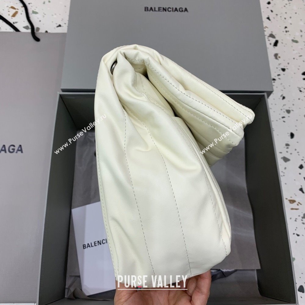 Balenciaga Monaco Small Chain Bag in off white quilted thin calfskin, aged-silver hardware 2023 (JM-231211109)