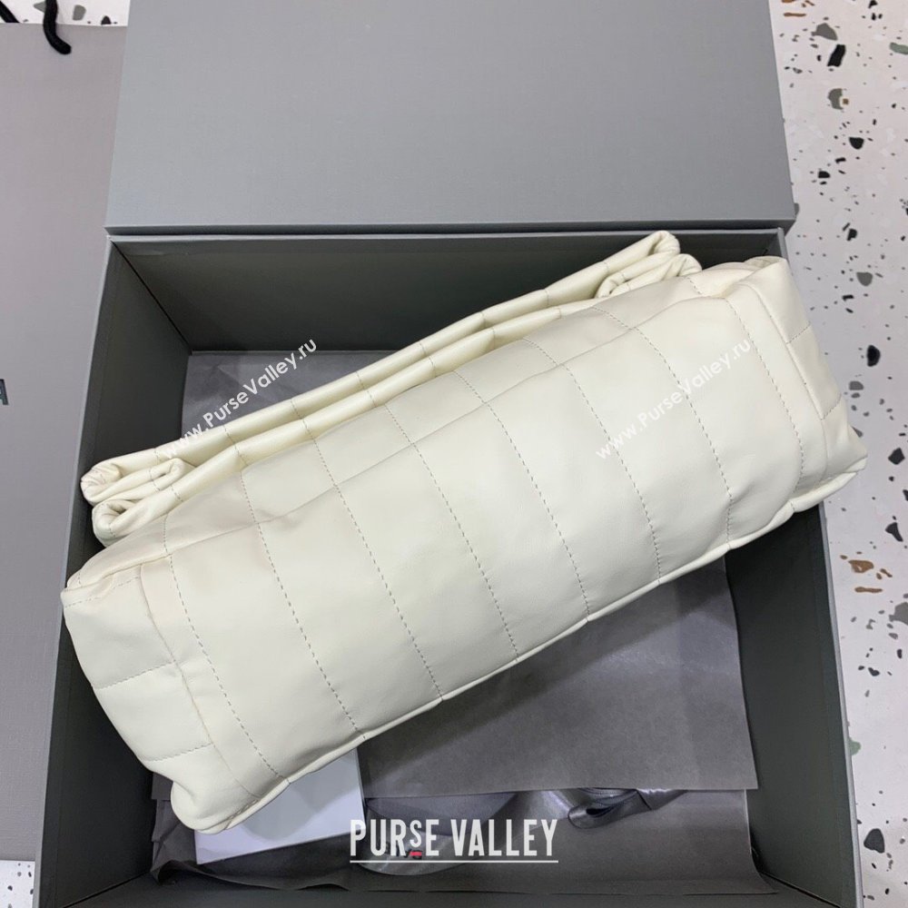 Balenciaga Monaco Small Chain Bag in off white quilted thin calfskin, aged-silver hardware 2023 (JM-231211109)