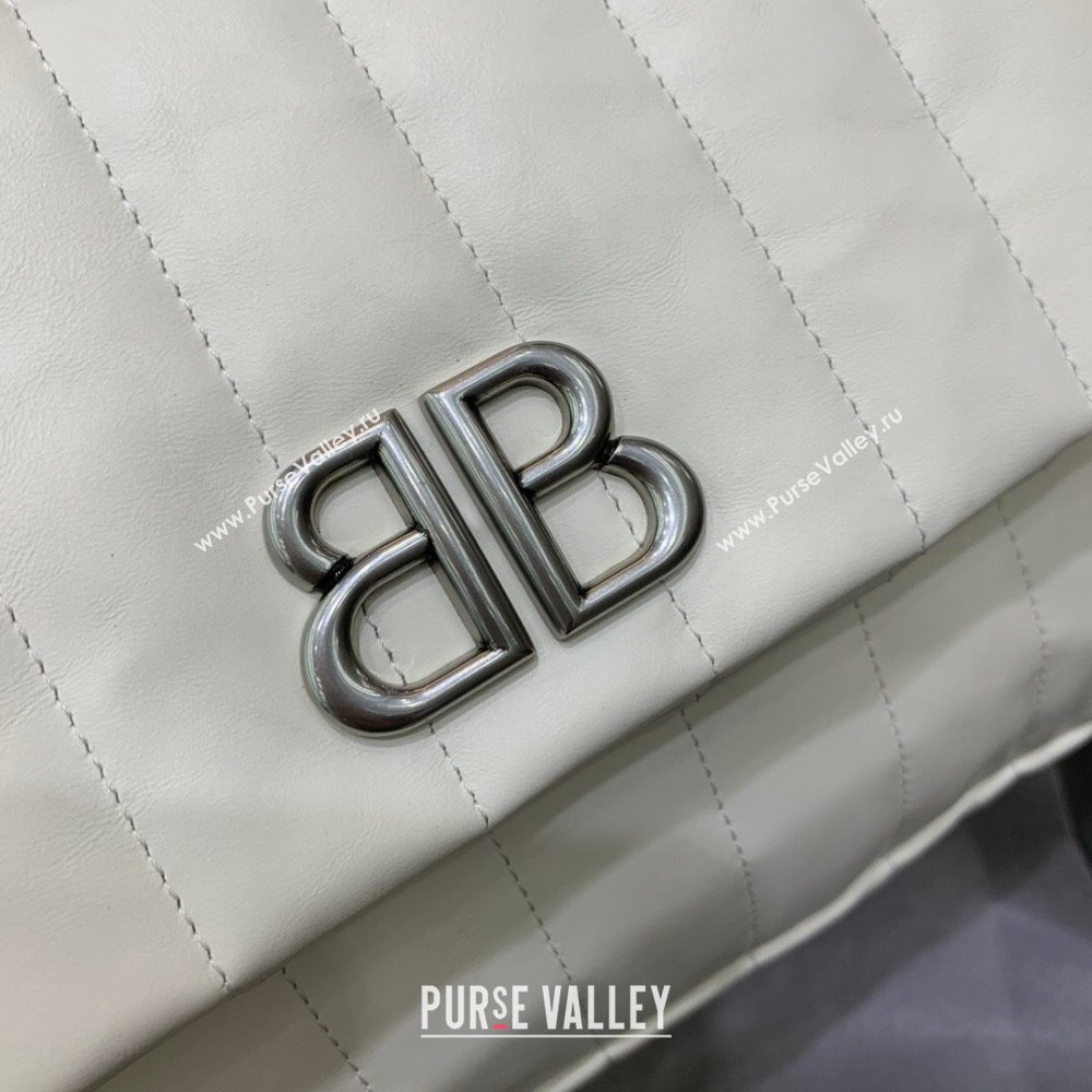 Balenciaga Monaco Small Chain Bag in off white quilted thin calfskin, aged-silver hardware 2023 (JM-231211109)