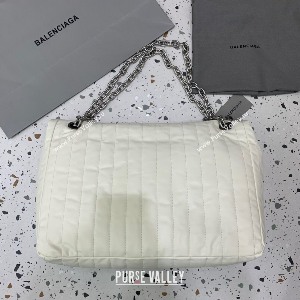 Balenciaga Monaco Large Chain Bag in off white quilted thin calfskin, aged-silver hardware 2023 (JM-231211107)