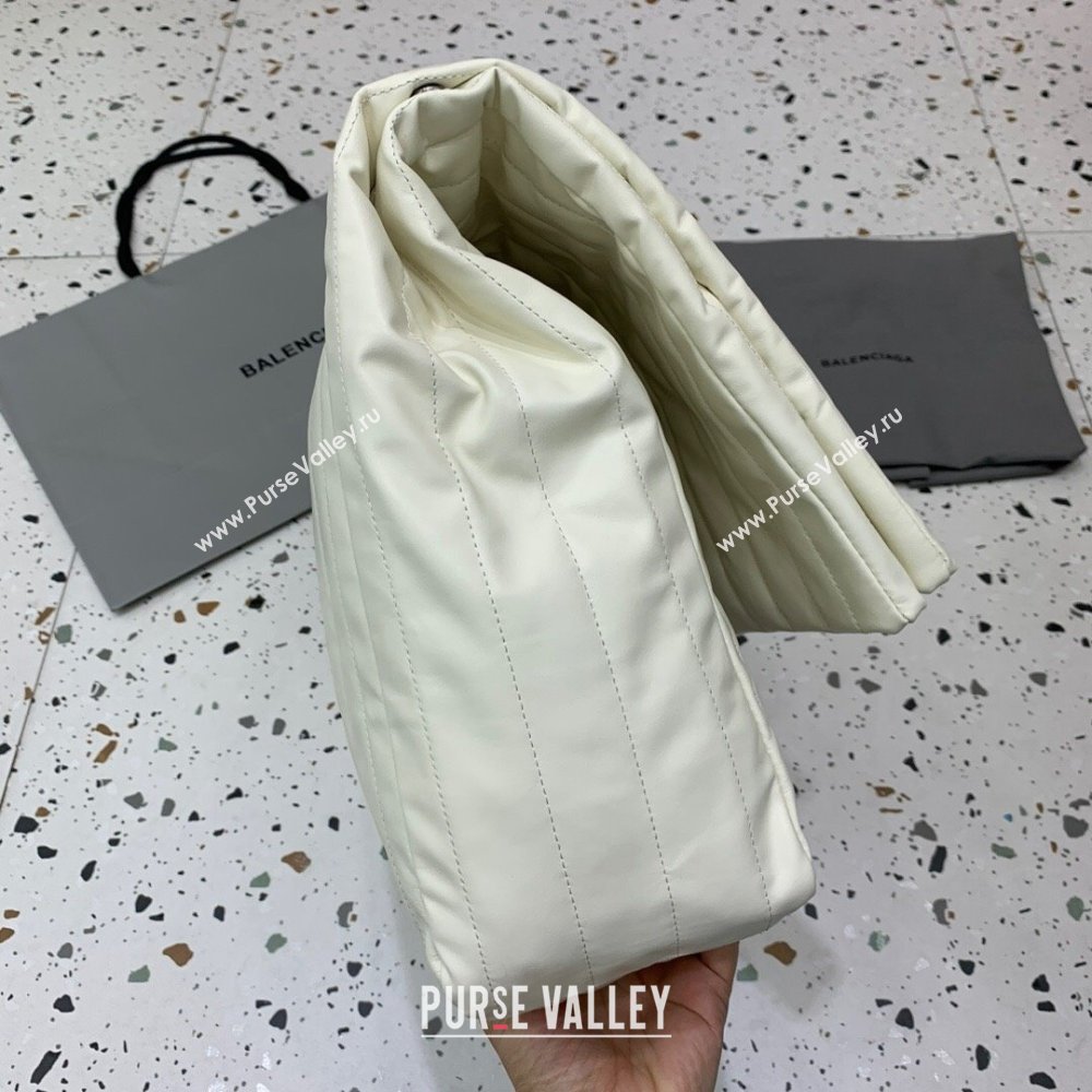 Balenciaga Monaco Large Chain Bag in off white quilted thin calfskin, aged-silver hardware 2023 (JM-231211107)