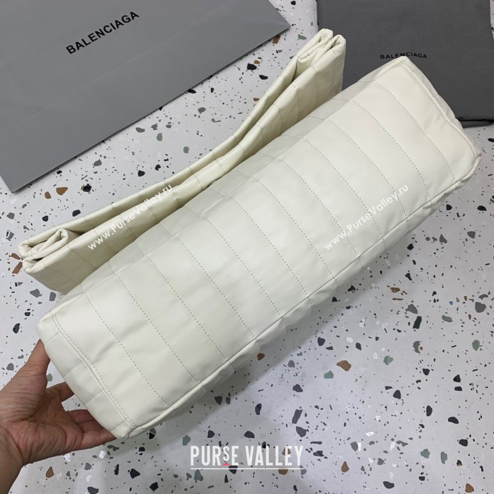 Balenciaga Monaco Large Chain Bag in off white quilted thin calfskin, aged-silver hardware 2023 (JM-231211107)