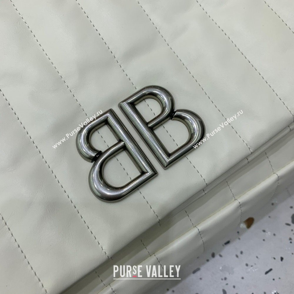 Balenciaga Monaco Large Chain Bag in off white quilted thin calfskin, aged-silver hardware 2023 (JM-231211107)