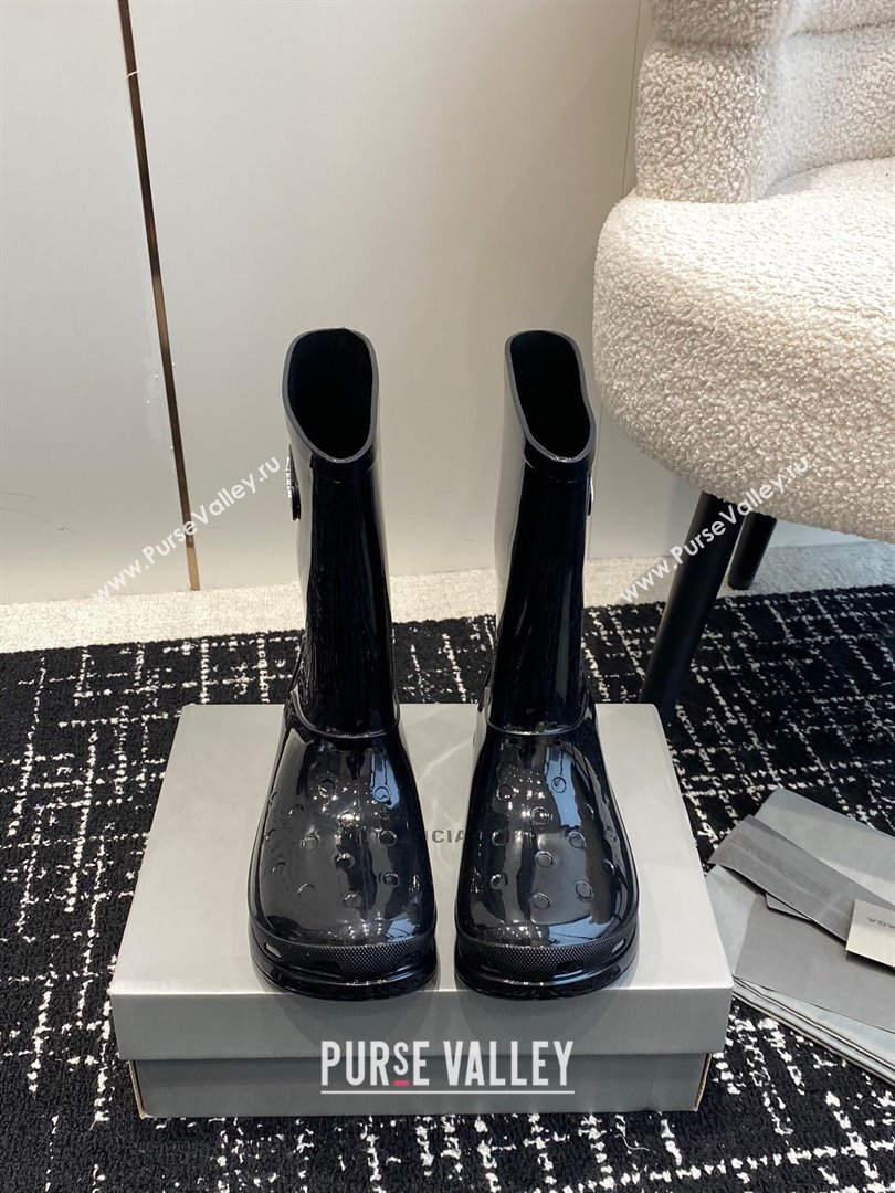 Balenciaga Patent Rubber Rain Boots Black 2024 0321 (KL-240321126)