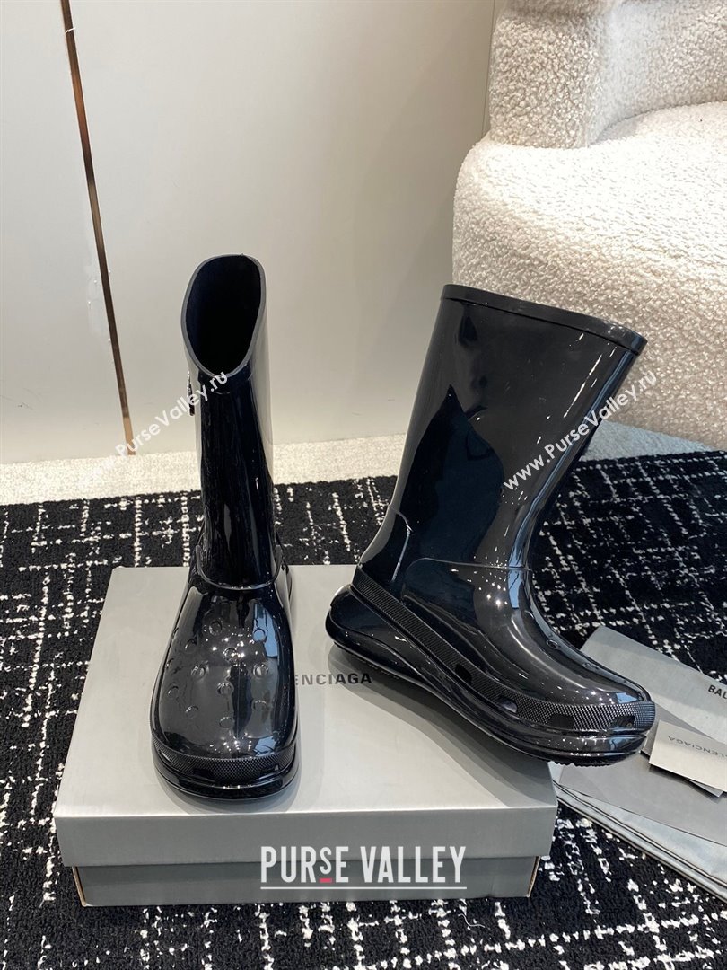 Balenciaga Patent Rubber Rain Boots Black 2024 0321 (KL-240321126)