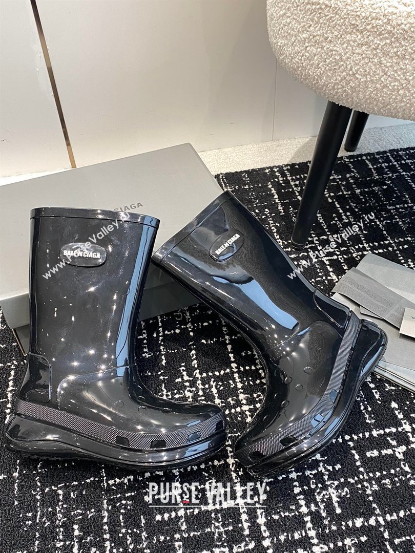 Balenciaga Patent Rubber Rain Boots Black 2024 0321 (KL-240321126)