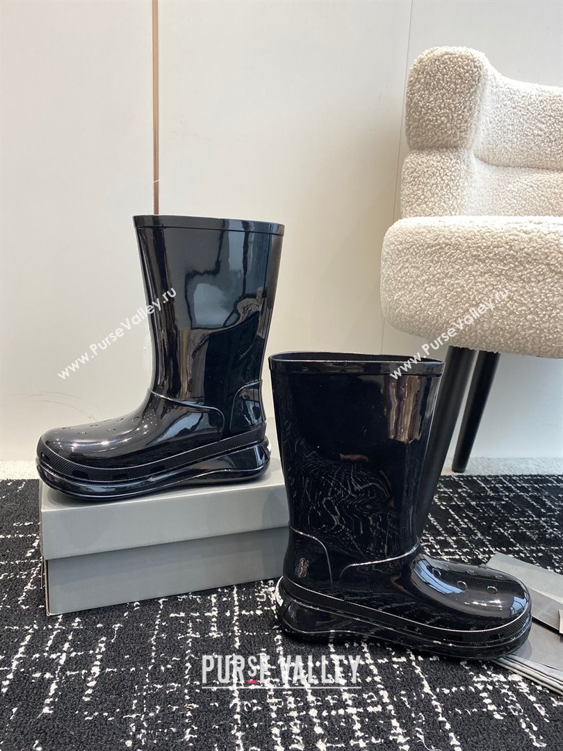 Balenciaga Patent Rubber Rain Boots Black 2024 0321 (KL-240321126)