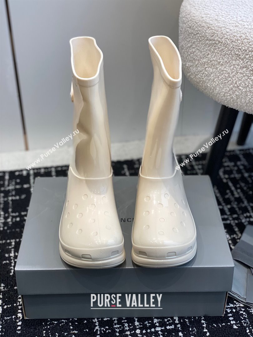 Balenciaga Patent Rubber Rain Boots White 2024 0321 (KL-240321129)