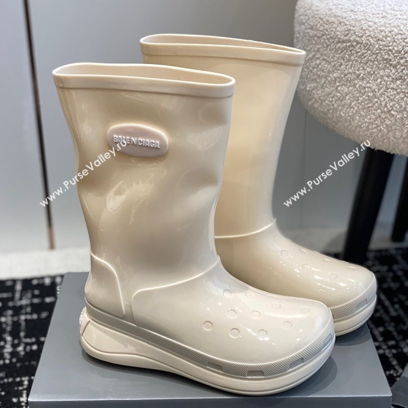 Balenciaga Patent Rubber Rain Boots White 2024 0321 (KL-240321129)