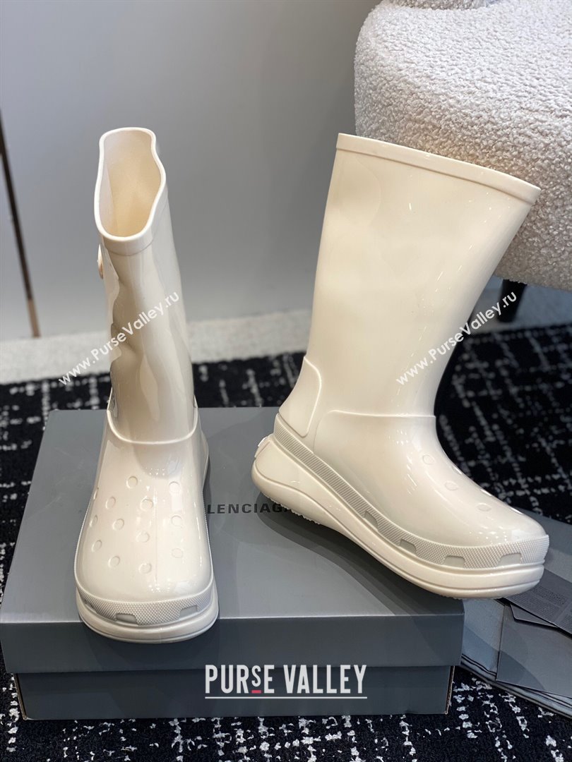 Balenciaga Patent Rubber Rain Boots White 2024 0321 (KL-240321129)