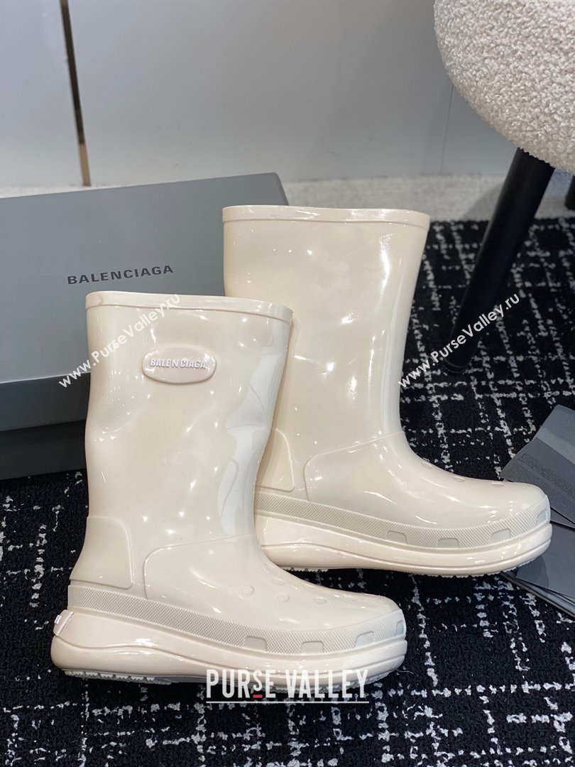 Balenciaga Patent Rubber Rain Boots White 2024 0321 (KL-240321129)