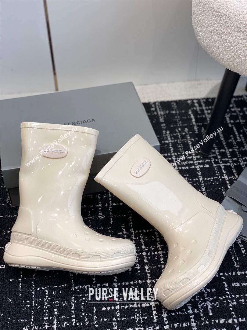 Balenciaga Patent Rubber Rain Boots White 2024 0321 (KL-240321129)