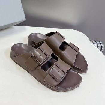 Balenciaga Sunday Flat Slide Sandals in Calf Leather Grey 2024 (MD-240321135)