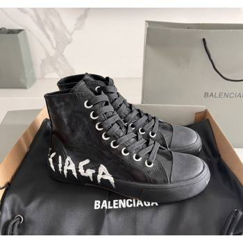 Balenciaga Paris Black Calfskin High-Top Sneakers with Graffiti 2024 0531 (KL-240531127)