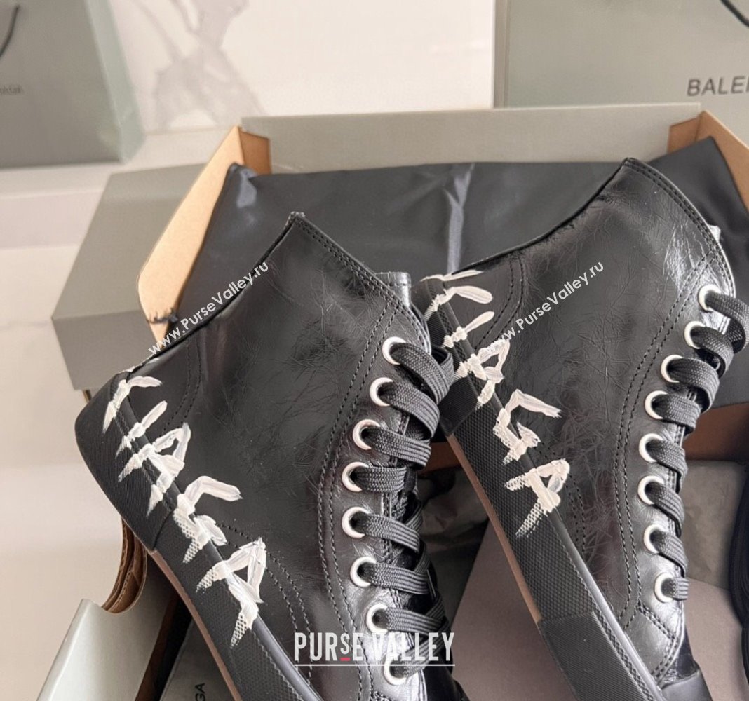 Balenciaga Paris Black Calfskin High-Top Sneakers with Graffiti 2024 0531 (KL-240531127)