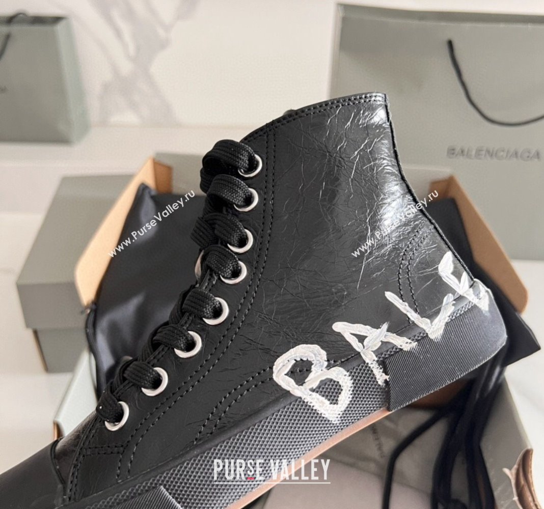 Balenciaga Paris Black Calfskin High-Top Sneakers with Graffiti 2024 0531 (KL-240531127)