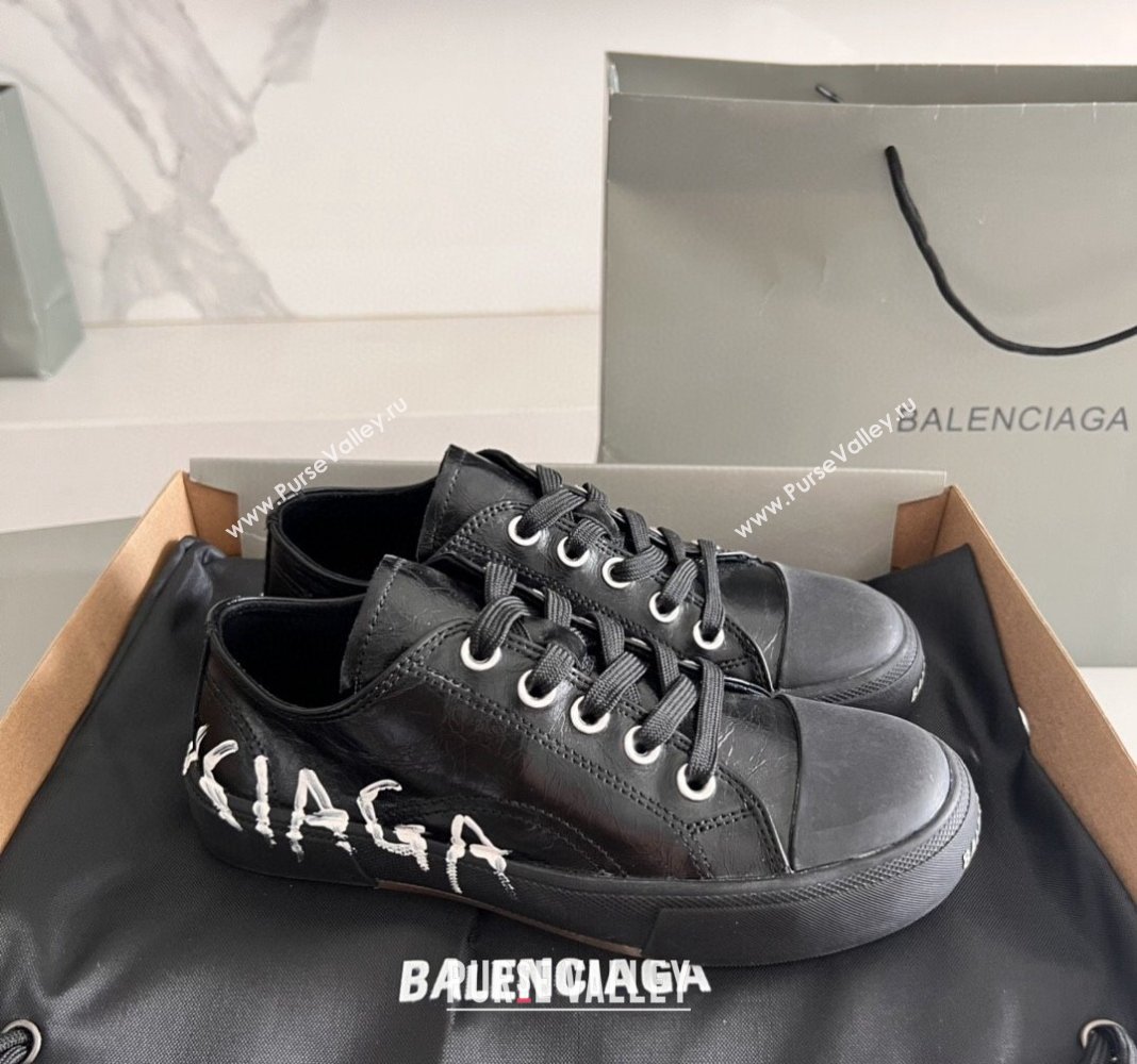 Balenciaga Paris Black Calfskin Low-Top Sneakers with Graffiti 2024 0531 (KL-240531128)