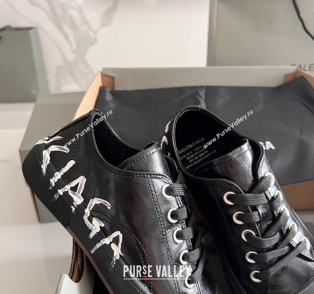 Balenciaga Paris Black Calfskin Low-Top Sneakers with Graffiti 2024 0531 (KL-240531128)