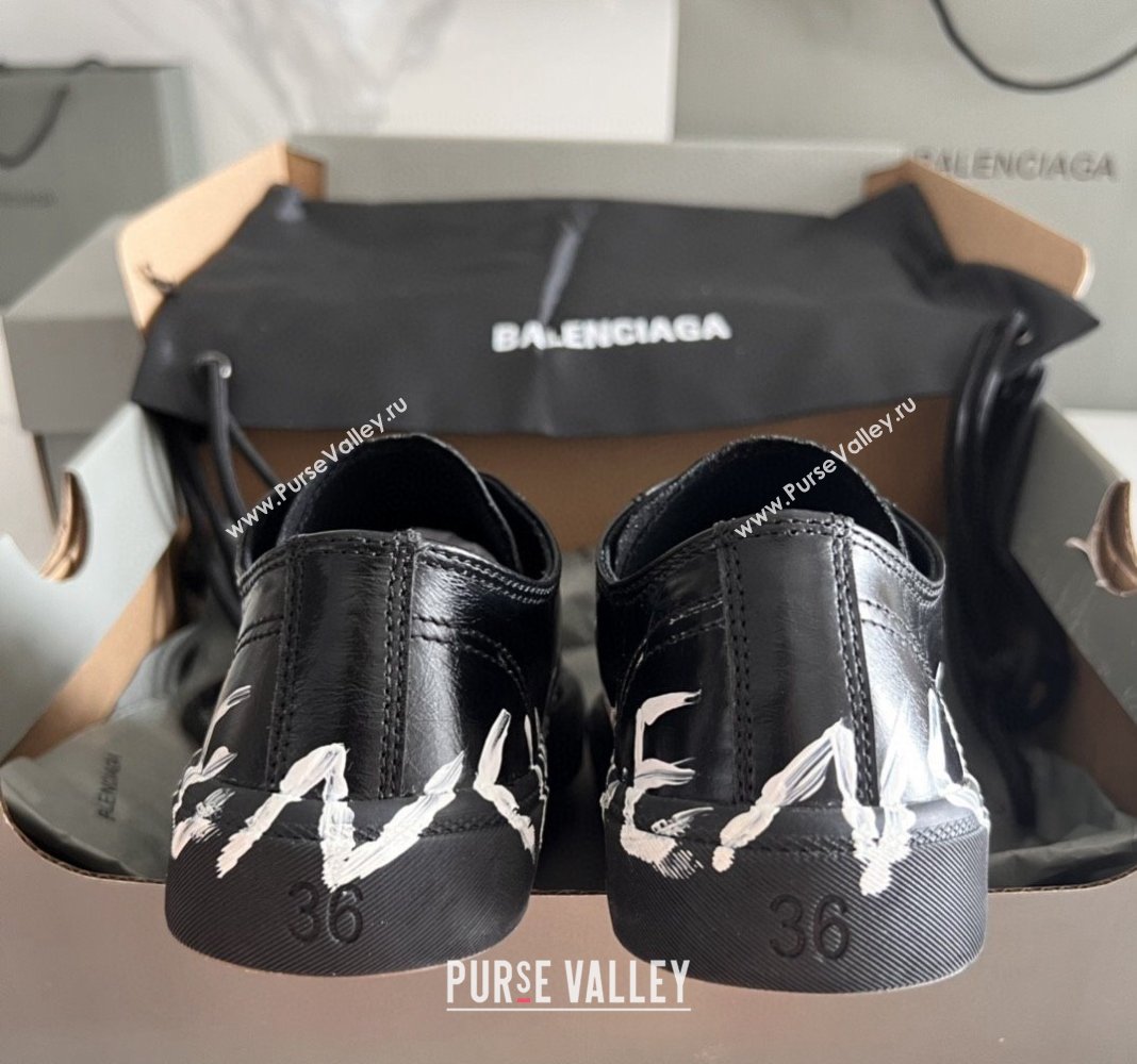 Balenciaga Paris Black Calfskin Low-Top Sneakers with Graffiti 2024 0531 (KL-240531128)