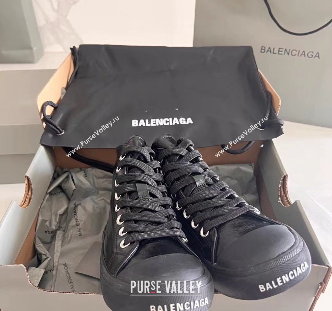 Balenciaga Paris Black Calfskin Leather High-Top Sneakers 2024 0531 (KL-240531129)