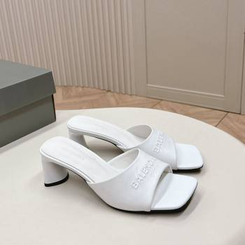 Balenciaga Duty Free Heel Slide Sandals 6cm in Calfskin White 2024 (MD-240629020)