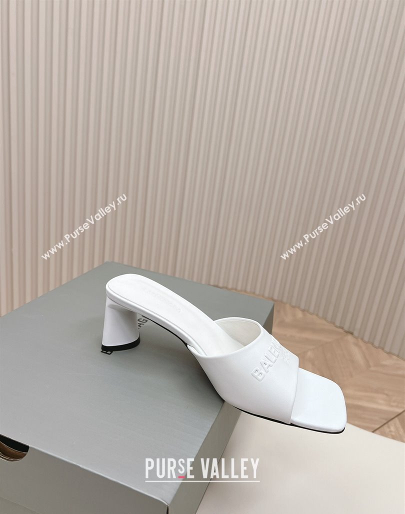 Balenciaga Duty Free Heel Slide Sandals 6cm in Calfskin White 2024 (MD-240629020)