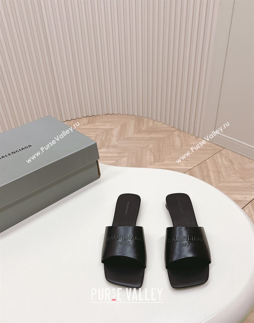 Balenciaga Duty Free Flat Slide Sandals in Calfskin Black 2024 (MD-240629021)