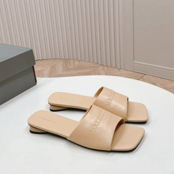 Balenciaga Duty Free Flat Slide Sandals in Calfskin Beige 2024 (MD-240629023)