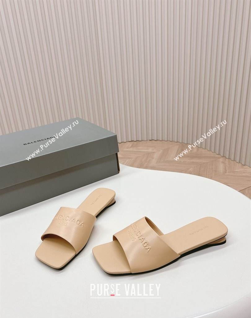 Balenciaga Duty Free Flat Slide Sandals in Calfskin Beige 2024 (MD-240629023)