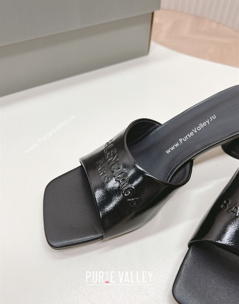 Balenciaga Duty Free Heel Slide Sandals 6cm in Calfskin Black 2024 (MD-240629016)