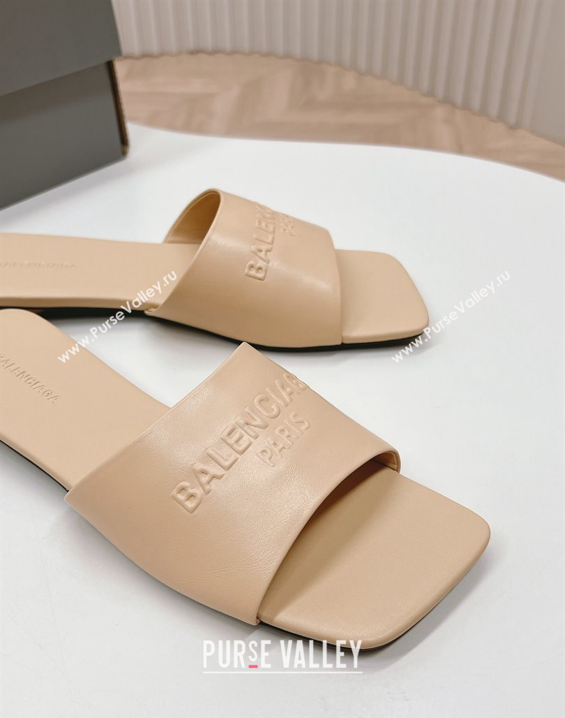 Balenciaga Duty Free Flat Slide Sandals in Calfskin Beige 2024 (MD-240629023)