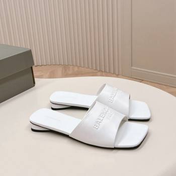 Balenciaga Duty Free Flat Slide Sandals in Calfskin White 2024 (MD-240629025)