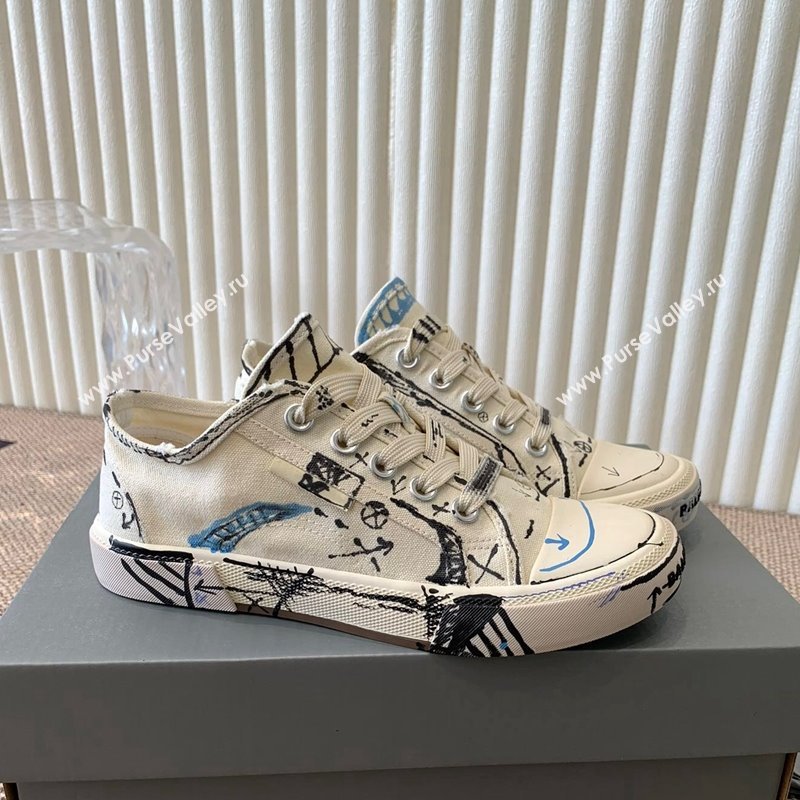 Balenciaga Paris Low-top Sneakers in White Graffiti Canvas 2024 BL0903003 (KL-240903029)