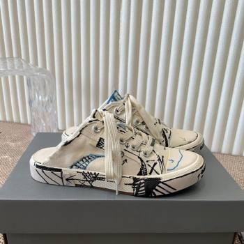 Balenciaga Paris Sneaker Mules in White Graffiti Canvas 2024 BL0903003 (KL-240903030)