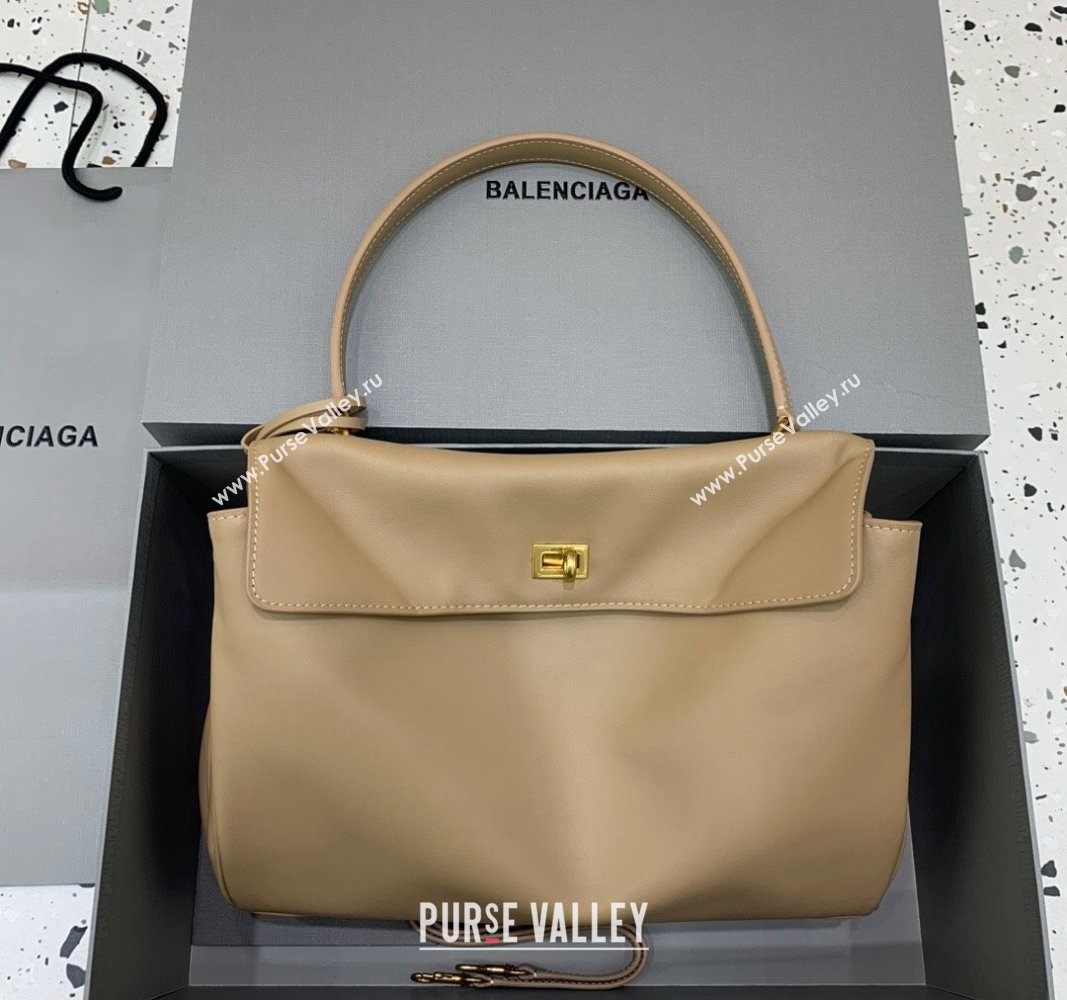 Balenciaga Rodeo Medium Handbag in beige smooth calfskin, aged-gold hardware 2024 78972 (JM-240919052)