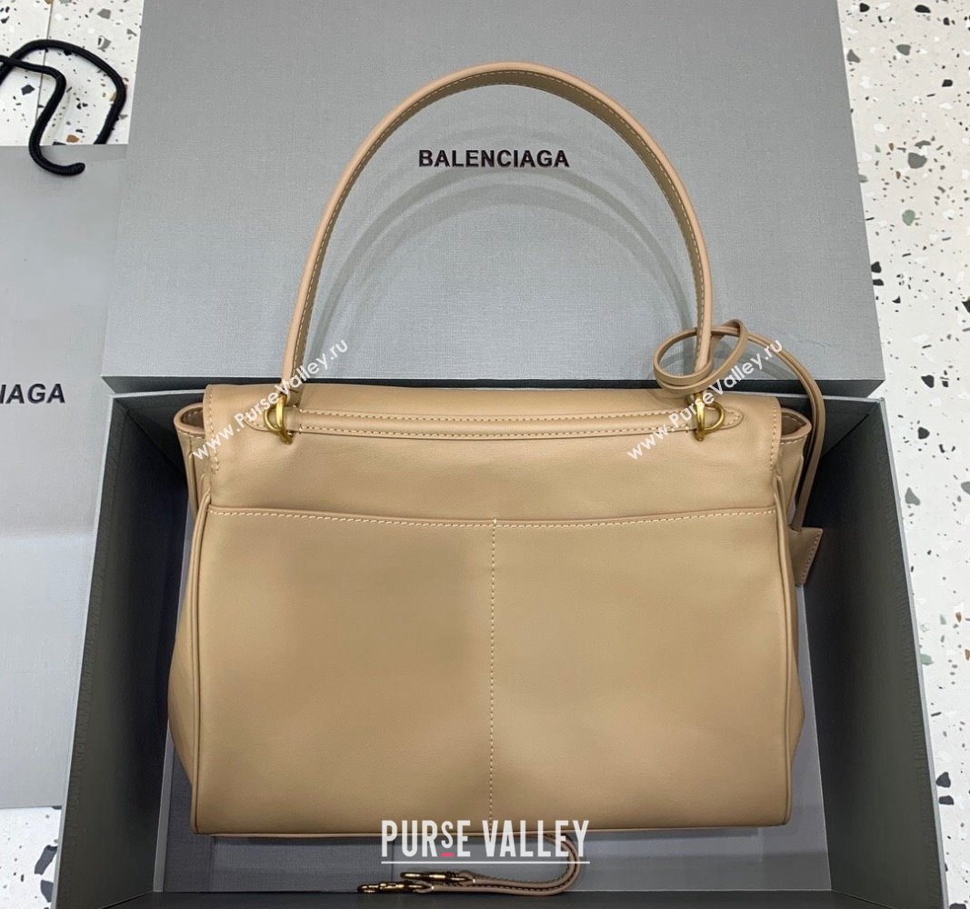 Balenciaga Rodeo Medium Handbag in beige smooth calfskin, aged-gold hardware 2024 78972 (JM-240919052)