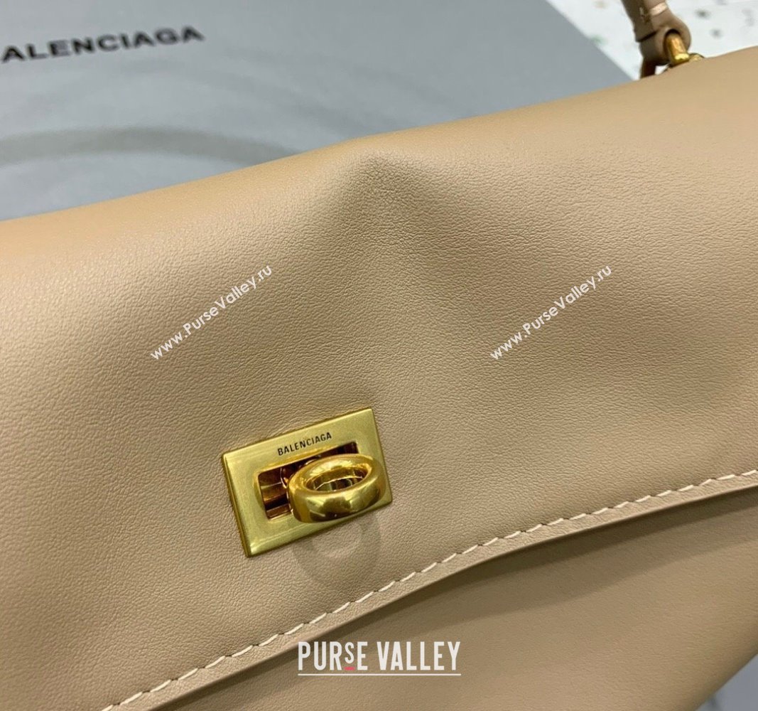 Balenciaga Rodeo Medium Handbag in beige smooth calfskin, aged-gold hardware 2024 78972 (JM-240919052)