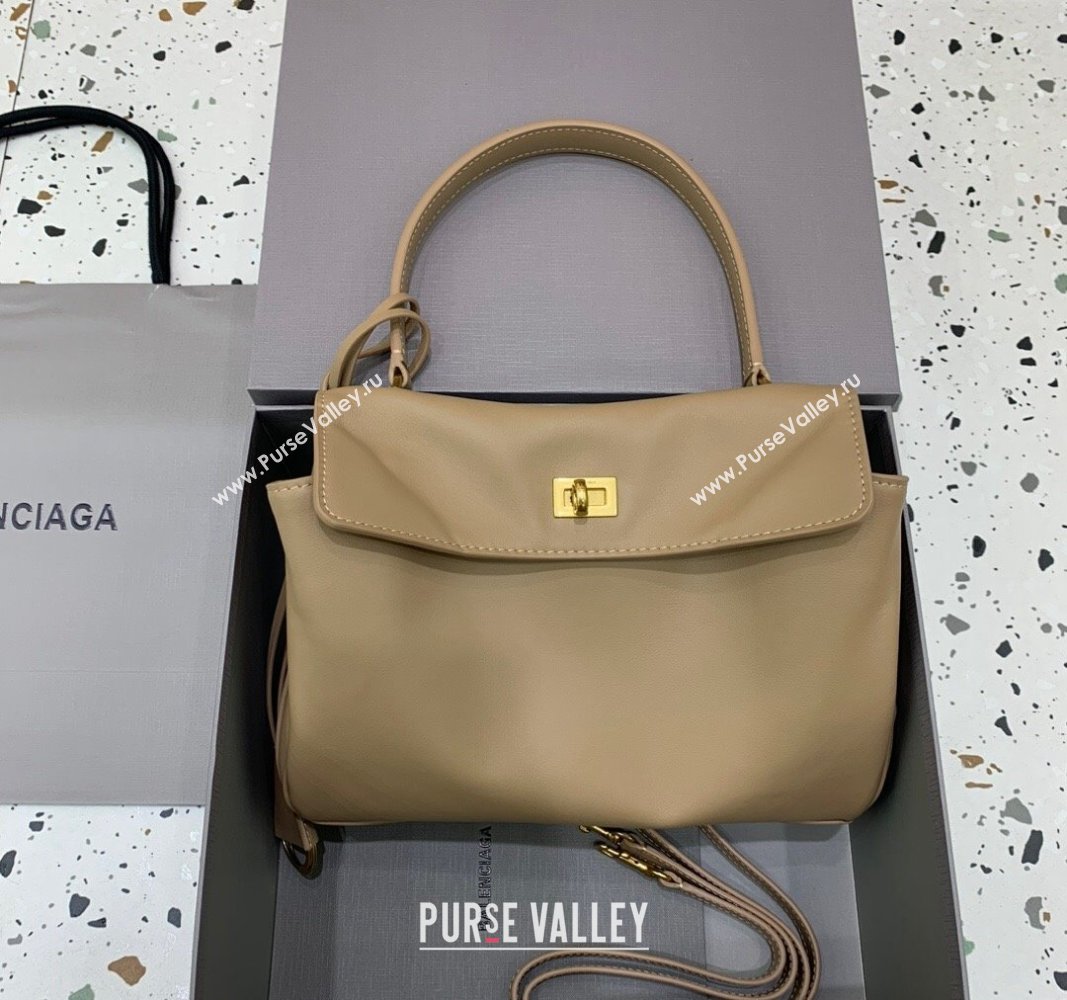 Balenciaga Rodeo Small Handbag in beige smooth calfskin, aged-gold hardware 2024 78972 (JM-240919053)