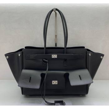 Balenciaga Bel Air Medium Carry All Bag in Smooth Calfskin Black/Silver 2024 (JM-240919056)