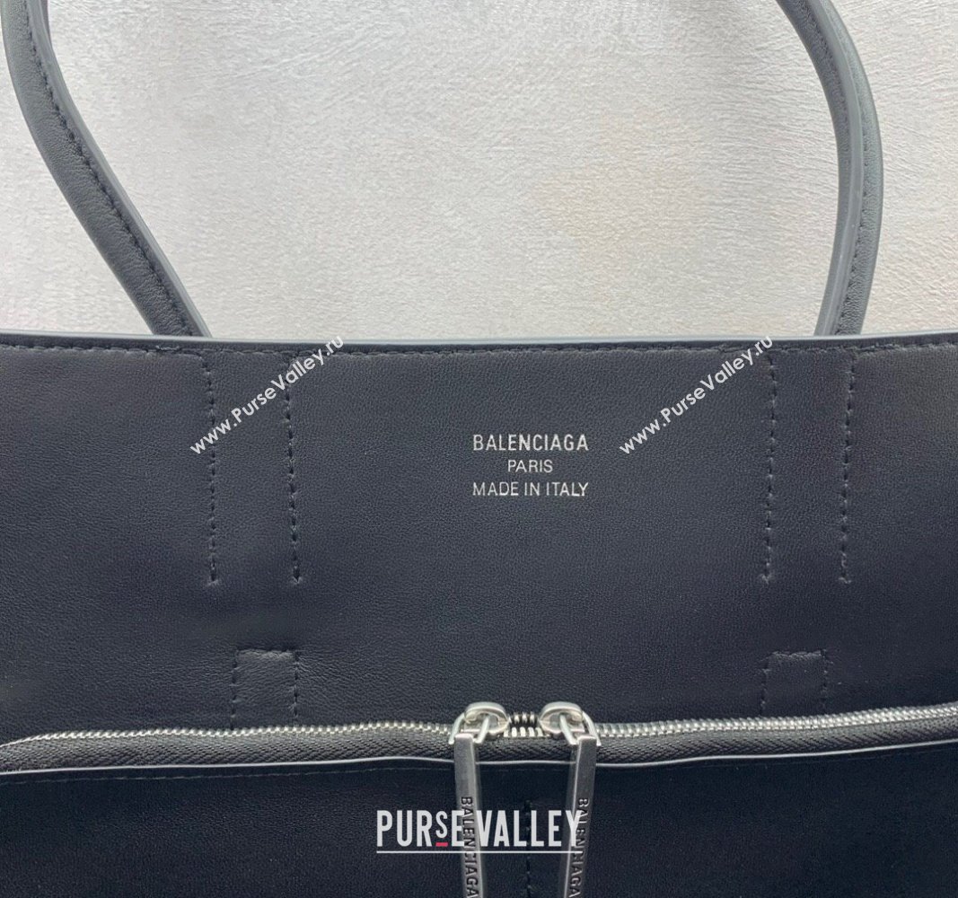 Balenciaga Bel Air Medium Carry All Bag in Smooth Calfskin Black/Silver 2024 (JM-240919056)