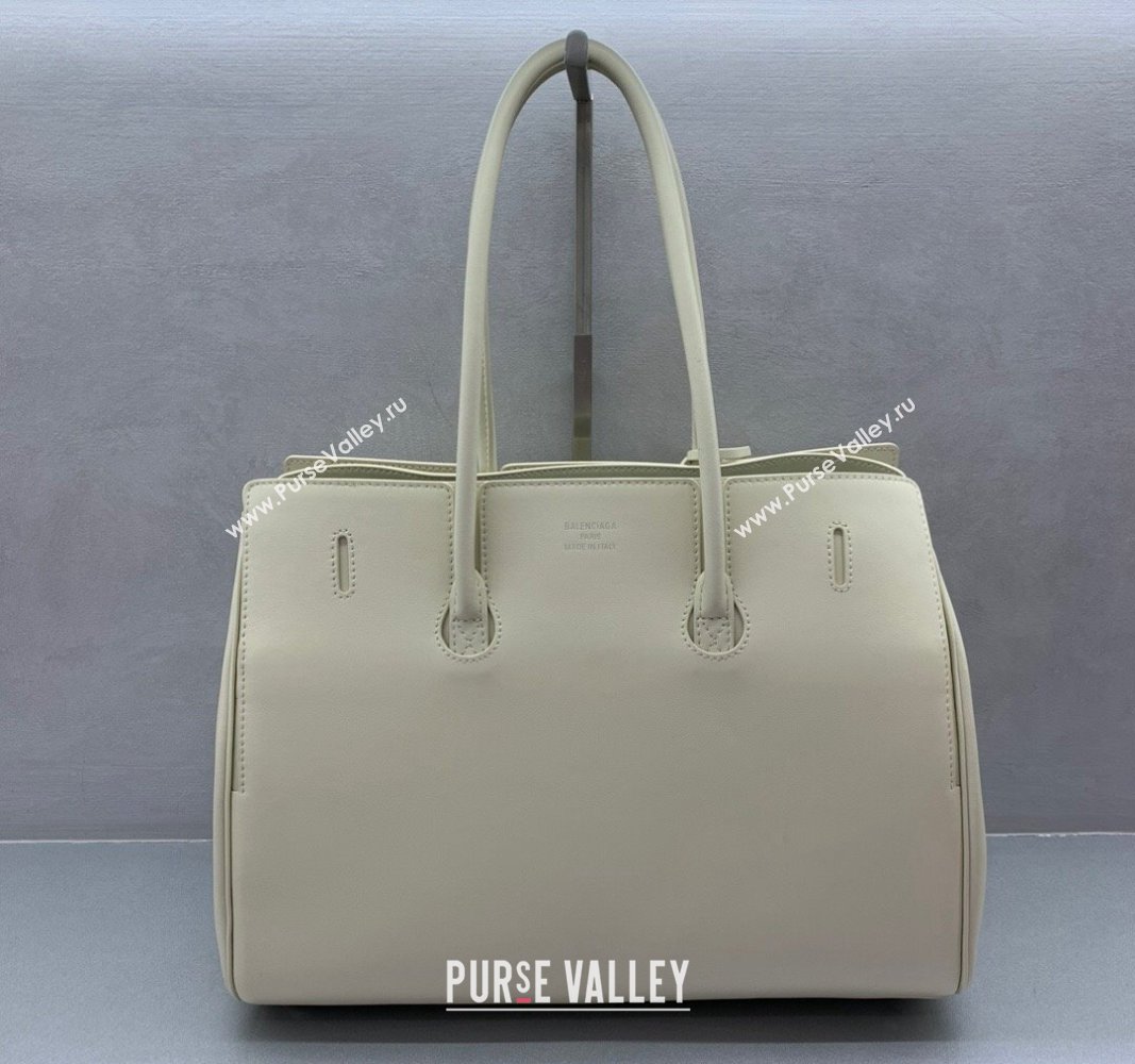 Balenciaga Bel Air Medium Carry All Bag in Smooth Calfskin White/Silver 2024 (JM-240919058)